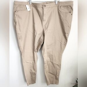 Woman Within Plus Size Women's Khaki Pants Zip & Button Pockets Sz 34W (NWT)